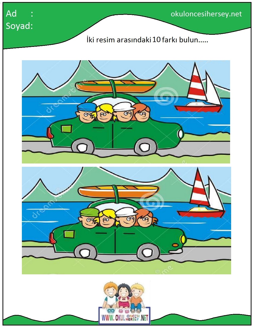 okul öncesi İki Resim Arasındaki Farkı Bul